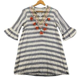 THML Anthropologie Paige Tassel Striped A-line Beach Boho V-Neck Dress XS